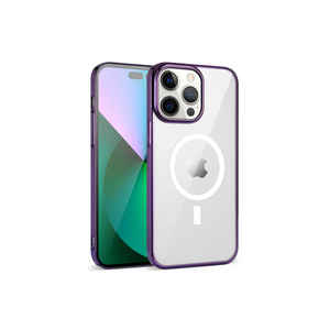 Coque en silicone liquide Netzy Deep Purple pour charge sans fil MagSafe pour iPhone 14 Pro 13 Pro Max Plus, matériau en silicone souple - Product Image 1