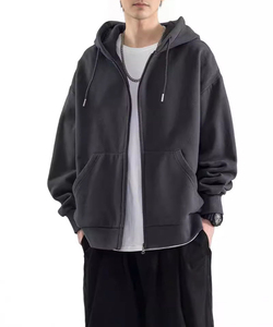 Sweat à capuche pour homme avec fermeture éclair intégrale, logo personnalisé, coton, tissu molletonné français, impression en relief, haute qualité, lourd, vintage, lavage à l'acide, sweat à capuche avec fermeture éclair - Product Image 1