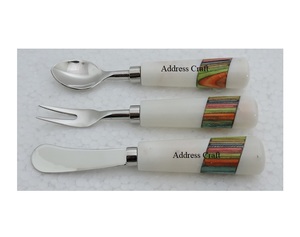 Outil de découpe de fromage en acier inoxydable au design moderne, manche en marbre, couverts personnalisés, cuillère, fourchette, vaisselle écologique pour la maison et l'hôtel - Product Image 1
