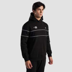 Sweat à capuche noir Dripline en molleton épais avec broderie 3D et logo sérigraphié, fermeture éclair, grandes tailles - Product Image 3
