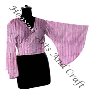 2025 nouvelle Collection d'été coton court Wrap cravate haut dames porter des manches cloche haut pour la plage tenue de fête - Product Image 2