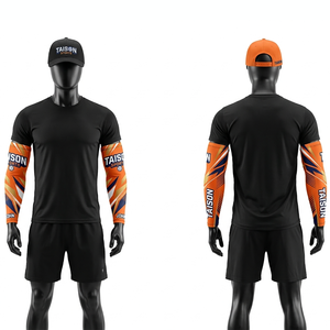 Manchon de bras de volley-ball personnalisé sublimé, 220 GSM, polyester et élasthanne, orange, marine, blanc, coupe compressive - Product Image 1