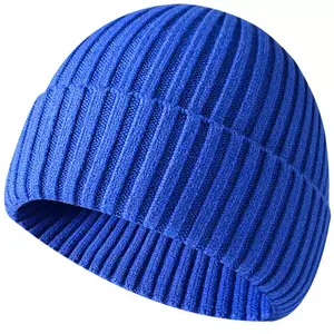 Grosir Beanie kustom/100% akrilik Anda sendiri Logo bordir mode topi Beanie rajut topi musim dingin kustom dengan Pom Pom