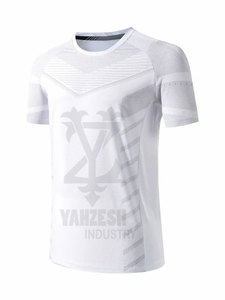 Service OEM en gros, t-shirts personnalisés pour hommes, motif uni, tricotés en coton/fibre de bambou, séchage rapide, respirants, vêtements de sport, course à pied - Product Image 3