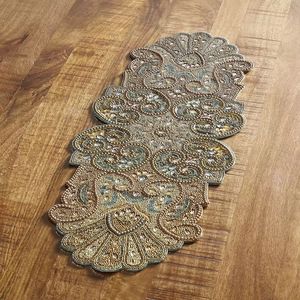 Napperons de table en perles de verre floral antique Tapis de salle à manger de luxe multicolores avec tapis de table personnalisables au design indien élégant - Product Image 5