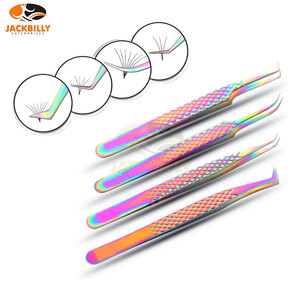 Pince à cils de précision professionnelle Lot de 4 extensions de cils argentés de couleur personnalisables - Product Image 5