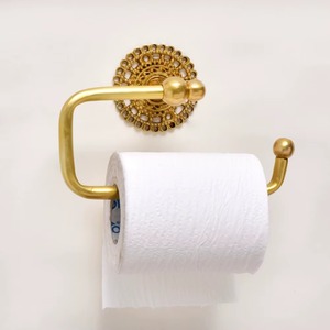 Conception de haute qualité en vrac traditionnel en laiton Base florale porte-rouleau de papier toilette accessoires de salle de bain dorés - Product Image 4