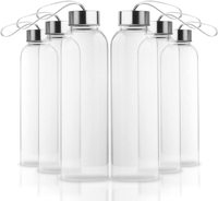 Vente en gros 250ml 300ml 350ml 400ml 500ml 750ml 800ml bouteille d'eau en verre clair rond avec étanche en acier inoxydable