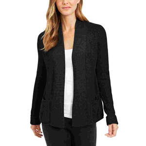 Cardigan Aperto da Donna Charter Club in Cotone e Lana con Motivo Stampato, Lunghezza Lunga, Nero, Taglia Media - per Autunno Primavera - Product Image 1