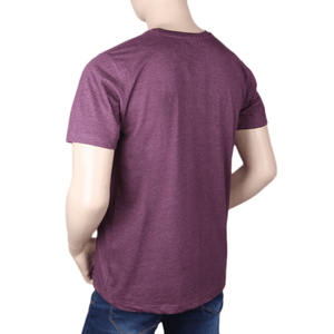 T-shirt imprimé à manches courtes et col rond pour homme - Violet - Product Image 3