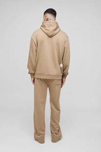 ชุดเซ็ทลำลองผู้ชายผ้าฟลีซเทคเนื้อหนาแบบมีฮู้ดพิมพ์โลโก้เองได้สำหรับฤดูหนาว  ชุดวอร์มสองชิ้น - Product Image 5