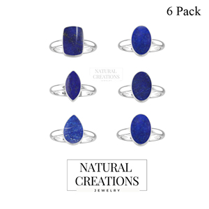 925 Sterling Silver <b>Ring</b> Bezel Setting <b>Lapis</b> <b>Lazuli</b> Gemstone Mix Shapes Classic Wedding Party Trendy Fashionable Unisex - Product Image 2