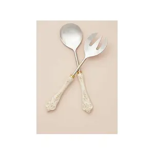 Ensemble de couverts en acier inoxydable à fruits, avec belle poignée, cuillère, fourchette, salade, vaisselle, poli, service à salade, 2 pièces - Product Image 1