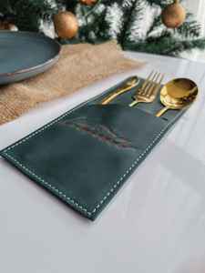 Porte-Couverts Pliable en Cuir Véritable de Luxe Écologique de Qualité Supérieure pour Restaurant Organisateur de Vaisselle Portable - Product Image 2