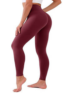 Women's High-Waisted Full-Length Buttery Soft Yoga <b>Leggings</b> Solid <b>Pattern</b> Elastic Waist Eco-Friendly for Daily Workouts Front - Product Image 1