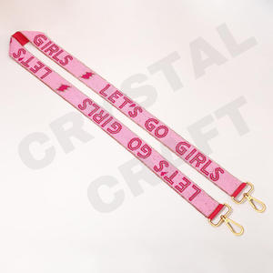 Give Em Hell Customized White Gold Seed Bead Bag Straps 'Hook Em Horns' Stylish <b>Fashion</b> <b>Accessory</b> Beaded Purse Strap - Product Image 5