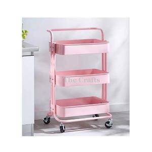 Chariot de service de qualité supérieure Chariot de service en métal de couleur rose fait à la main pour la maison et le restaurant - Product Image 1