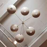 Lustre Moderne en Laiton à Contrapoids, Style Artistique Unique, Plafonnier LED Dimmable, Finition Dorée, Blanc Chaud 2700K