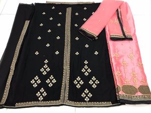 Ensemble de vêtements indiens pakistanais en georgette lourde multi-broderies et pierres Lehenga Top Dupatta pour mariages et fêtes - Product Image 4