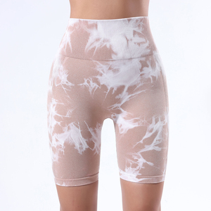 Custom Tie Dyed Logo Cintura alta Alta Calidad Levantamiento de glúteos Control de barriga Mujeres Deporte Fitness Gimnasio Yoga Pantalones cortos Ropa deportiva - Product Image 1