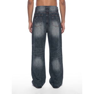 Jeans Cargo de Mezclilla para Hombre, Corte Holgado, Cintura Alta, Lavado Vintage, con Bordado - Product Image 6