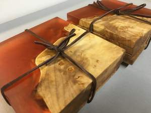 Posavasos de resina y madera de diseño moderno, posavasos para servir té, Juego de 4 piezas a granel del exportador indio SCI - Product Image 5