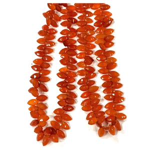 Perles Briolette en forme de marquise à facettes en cornaline rouge naturelle AAA 7x14mm taille 17 pouces perles de pierre - Product Image 1