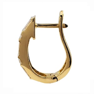 Boucles d'oreilles fines en or massif 18 carats avec diamants véritables taille baguette et ronds pour femmes - Style vintage pour cadeaux et occasions de fête - Product Image 2