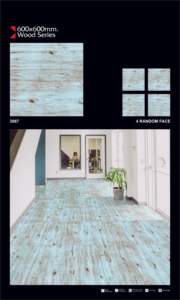 Série Bois Carreaux en céramique 600x600mm Imitation pierre Texture brillante Surface lumineuse Design contemporain Carreaux de sol pour villas - Product Image 5