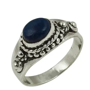 Art Palace Vintage 925 Silver <b>Lapis</b> <b>Lazuli</b> Cocktail <b>Ring</b> Women's Statement Jewelry Bezel Setting Everyday Wear Ethnic Style - Product Image 2