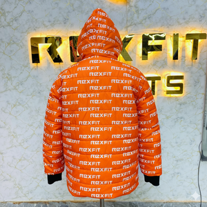 แจ็กเก็ตขนเป็ดสีเหลืองสำหรับผู้ชายแจ็กเก็ตไนลอนโพลีเอสเตอร์ทรงสูงแนวสตรีท - Product Image 5