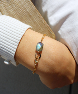 สร้อยอัญมณี925แร่เงินสีทองสำหรับผู้หญิงสร้อยข้อมือโซ่ประดับอัญมณีทำด้วยมือจากแร่อะเมทิสต์ลาบราดอไรต์ - Product Image 4