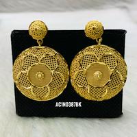 Parure de bijoux classique de haute qualité en laiton plaqué or 18 carats, motif floral, comprenant un collier court à chaîne maille forçat, des boucles d'oreilles et des bagues, pour mariage, One Gram