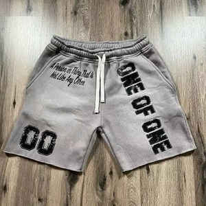 กางเกงขาสั้นผ้าฝ้าย100% สำหรับผู้ชายกางเกงขาสั้นเอวลอยแบบสั่งทำลายพิมพ์โลโก้หน้าจอ - Product Image 2