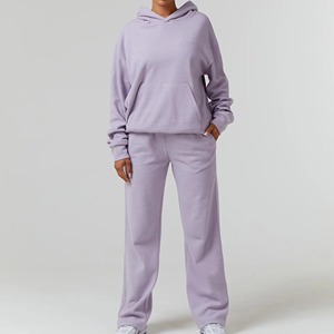 Vente en gros Ensembles de survêtements de sport en polaire grande taille pour femmes Survêtements décontractés à manches longues personnalisés pour femmes - Product Image 1