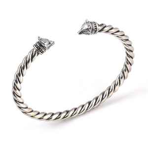 Pulsera de hombre de plata de ley 925 con cabeza de lobo pequeña y diseño retorcido |   Joyería Turca Hecha a Mano - Product Image 4