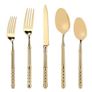 Juego de cubiertos de metal pulido a mano para accesorios de comedor de primera calidad con textura suave y brillo duradero - Product Image 2