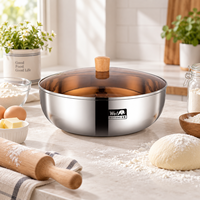 Bol mélangeur à pâte en acier inoxydable 3 plis grande capacité pour boulangerie, restaurant et préparation alimentaire