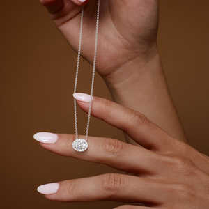 Elegant and Trendy <b>14K</b> Halo Setting Oval Brilliant Cut Lab Grown Diamond Necklace <b>14k</b> Pure Solid <b>Gold</b> Birthday Gift for Her - Product Image 4