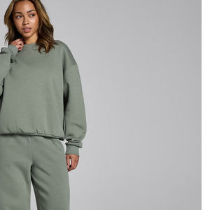 Sweat-shirt ample en coton 100% tricoté pour femmes, automne/hiver, personnalisé, OEM ODM, coupe ample, à capuche, logo sur le devant - Product Image 6