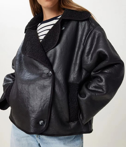 Chaquetas de Cuero Negras Cuadradas de Moda, Transpirables, de la Mejor Calidad, Cómodas, de Pakistán, Chaqueta de Cuero para Mujer - Product Image 3