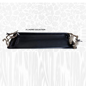 Bandeja de Servicio de Metal Creativa de Diseño Simple y Elegante de Alta Calidad con Asas de Hojas para Mesa de Centro o Bandeja Decorativa - Product Image 5