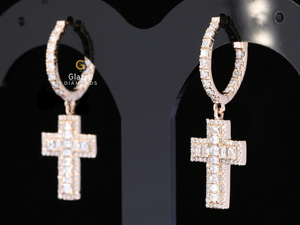 Nueva moda totalmente helado Jesús Cruz cuelga pendientes brillante Esmeralda Moissanite VVs diamantes 925 plata esterlina fiestas regalos - Product Image 3