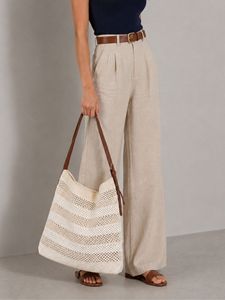 Women Knit Shoulder <b>Bag</b> with <b>Leather</b> Strap Casual Elegant Knitted Tote <b>Bag</b> Fashion Crochet Handbag - Product Image 3