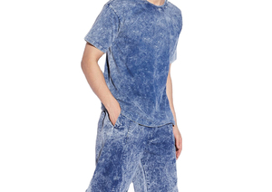 Microfibra Pakistán Fabricante Acid Wash Oversize Camisetas Pantalones cortos Manga Faded Acid Wash Camisetas para EE. UU. Con logotipo personalizado - Product Image 6