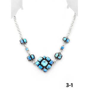 Collier artisanal Southwest Golden Hills géométrique en turquoise et argent sterling pour cadeau - Product Image 2
