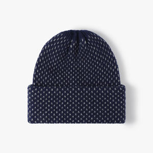 Bonnet côtelé en acrylique personnalisé Bonnet d'hiver en tricot uni Bonnet chaud en tricot à double pli pour hommes - Product Image 5