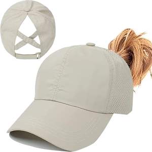 Chapeau de queue de cheval pour femmes casquette de Baseball Crises réglables croix casquette de Baseball haut chignon unisexe séchage rapide chapeaux de camionneur - Product Image 1