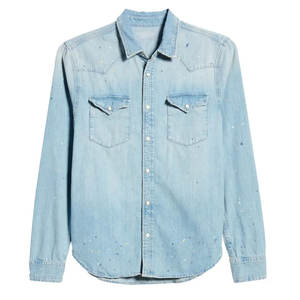 Suministro directo de fábrica por encargo Casual verano hombres camisas de mezclilla/nuevo estilo Casual transpirable hombres camisas de mezclilla - Product Image 6