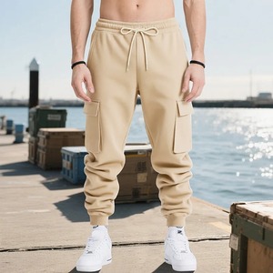 Pantalones de chándal de cintura alta de lona elásticos y cómodos para hombre, pantalones de uso diario con cintura elástica y bolsillos con cremallera, talla XL - Product Image 5